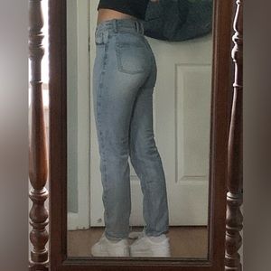 John Galt blue llight wash straight/mom jeans